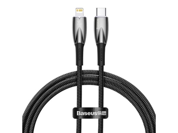Baseus Glimmer Series hurtigladekabel USB-C - Lightning 480Mb/s PD 20W 1m svart
