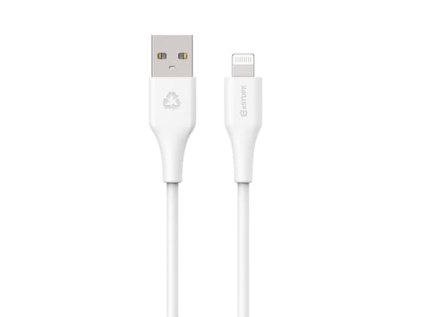 eSTUFF INFINITE - Lightning-kabel - USB hane till Lightning hane - 2 m - MFI-certifierad - vit - 100 % återvunnen plast