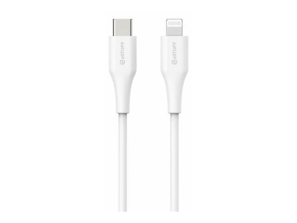 eSTUFF INFINITE - USB-kabel - 24 pin USB-C (hann) rett til Lightning (hann) rett - USB 2.0 - 5 V - 2.4 A - 2 m - 100 % resirkulert plast - hvit