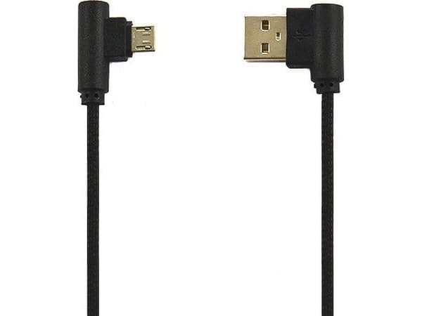 Vega USB-kabel USB MICRO NYLON KABEL SVART VINKLIG PREMIUM 1M&gt