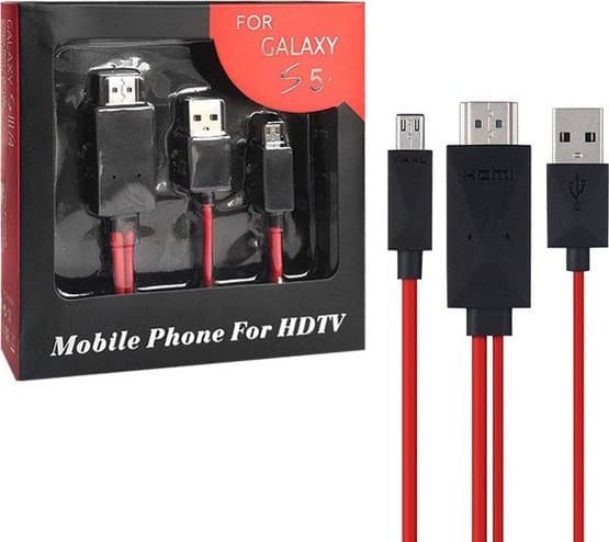 Vega microUSB - HDMI USB-kabel 2 m Sort og rød (24695)
