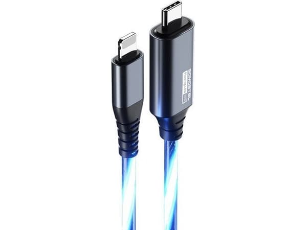 USB cable Vega USB PD CABLE IPHONE 3.1A SOMOSTEL LED BLUE 20W QUICK CHARGER QC 1M POWERLINE SMS-BY02>