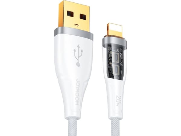 Joyroom fast charging cable with smart switch USB-A - Lightning 2.4A 1.2m white (S-UL012A3)
