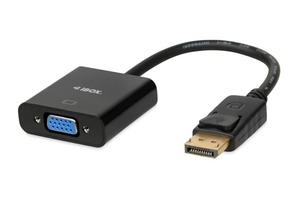 iBOX - Video adapter - DisplayPort (hann) låst til HD-15 (VGA) (hunn) skrubar - svart