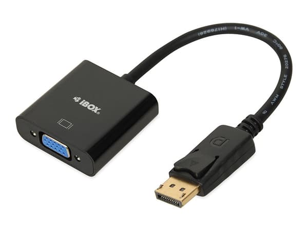 iBOX - Video adapter - DisplayPort (hann) låst til HD-15 (VGA) (hunn) skrubar - svart