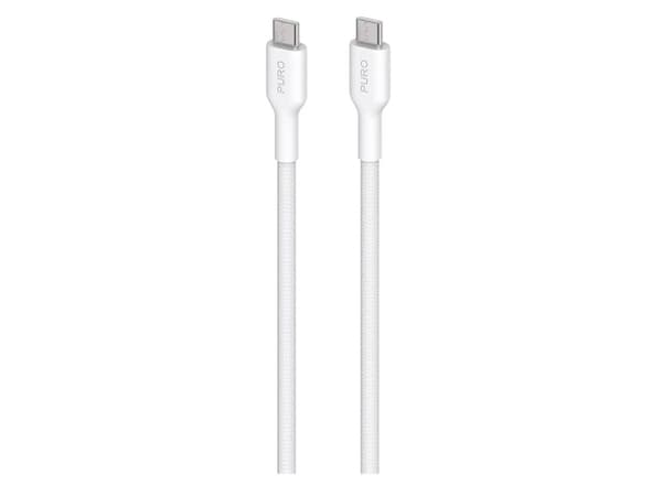 Puro PURO Fabric USB-kabel - Kraftig flätad USB-C till USB-C-kabel 1,2 m (vit)