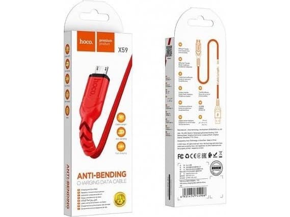 Hoco USB-A - microUSB-kabel 1 m Röd