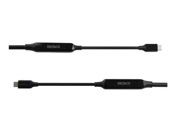 DELTACO - USB-kabel - 24 pin USB-C (hann) til 24 pin USB-C (hann) - USB 3.1 Gen 1 - 20 V - 3 A - 3 m - aktiv, up to 10 Gbps data transfer rate, 8 K 6