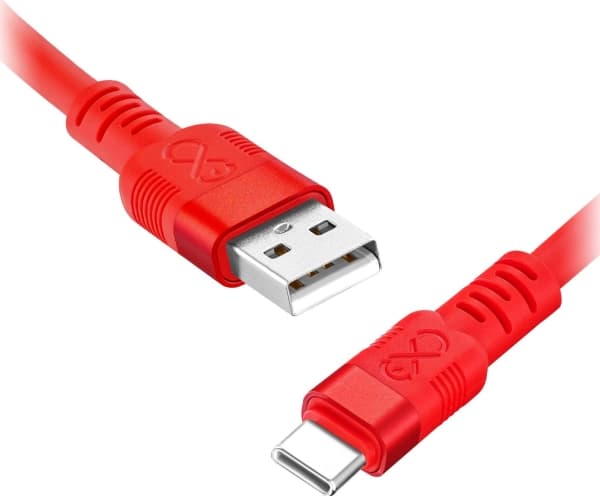 Orno USB-A till USB-C eXc WHIPPY Pro-kabel, 2M, 60W, snabbladdning, neonfärgad kombination