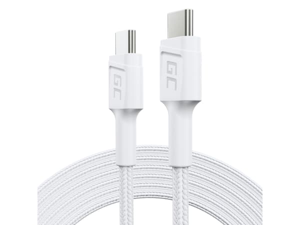 Green Cell KABGC29W, 2 m, USB C, USB C, USB 3.2 Gen 1 (3.1 Gen 1), 480 Mbit/s, hvit