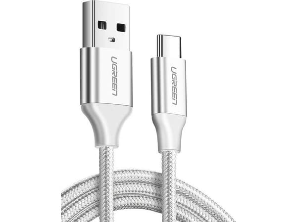 Nickel-plated USB-C cable QC3.0 UGREEN 0.25m (white)