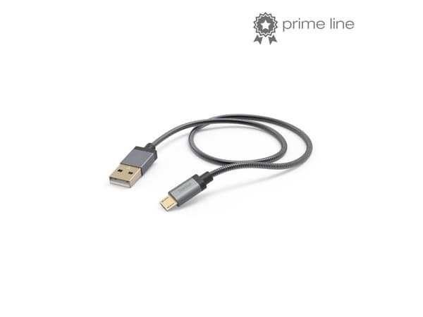 Hama Metal, 1,5 m, USB A, Micro-USB B, USB 2.0, 480 Mbit/s, Antracit
