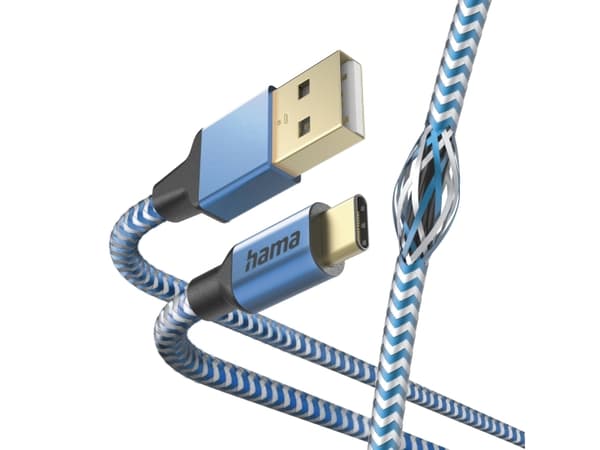 Hama Reflective, 1,5 m, USB A, USB C, USB 2.0, 0,48 Gbit/s, Blå