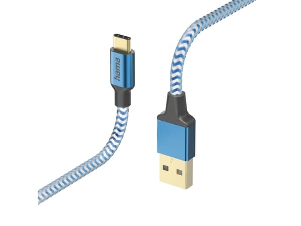 Hama Reflective, 1,5 m, USB A, USB C, USB 2.0, 0,48 Gbit/s, Blå