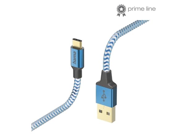 Hama Reflective, 1,5 m, USB A, USB C, USB 2.0, 0,48 Gbit/s, Blå