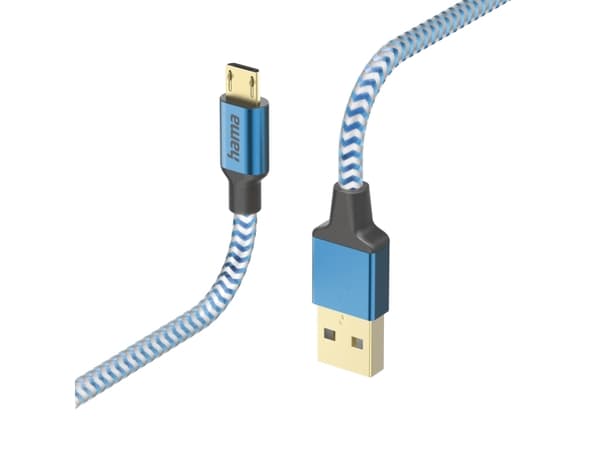 Hama Reflective, 1,5 m, USB A, Micro-USB B, USB 2.0, 0,48 Gbit/s, Blå