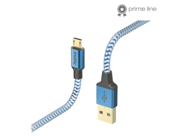 Hama Reflective, 1,5 m, USB A, Micro-USB B, USB 2.0, 0,48 Gbit/s, Blå