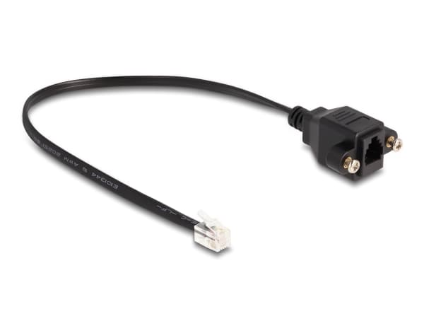 Delock - Telefonförlängningskabel - RJ-10 (hane) till RJ-10 (hona) skruvbar - 30 cm - svart