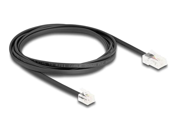 DeLOCK 88036, 2 m, RJ-45, RJ-11, Svart, Hankontakt, Hankontakt