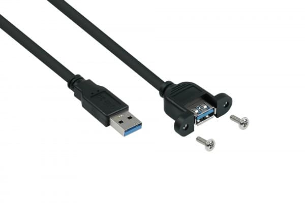 Alcasa UK30P-AEA-005S, 0,5 m, USB A, USB A, USB 3.2 Gen 1 (3.1 Gen 1), 5 Gbit/s, Svart