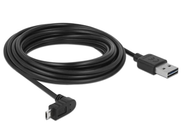 Delock Easy - USB-kabel - USB (hann) reversibel til Micro-USB type B (hann) opp/ned-vinklet, vendbar - USB 2.0 - 5 m - svart