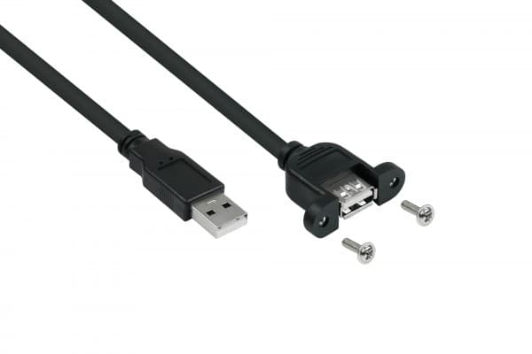 Alcasa UK20P-AEA-003S, 0,3 m, USB A, USB A, USB 2.0, 0,48 Gbit/s, Svart