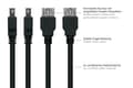 Miniatyrbild 4 av 5: Alcasa UK30P-ASA-010S, 1 m, USB A, USB A, USB 3.2 Gen 1 (3.1 Gen 1), 5 Gbit/s, Svart