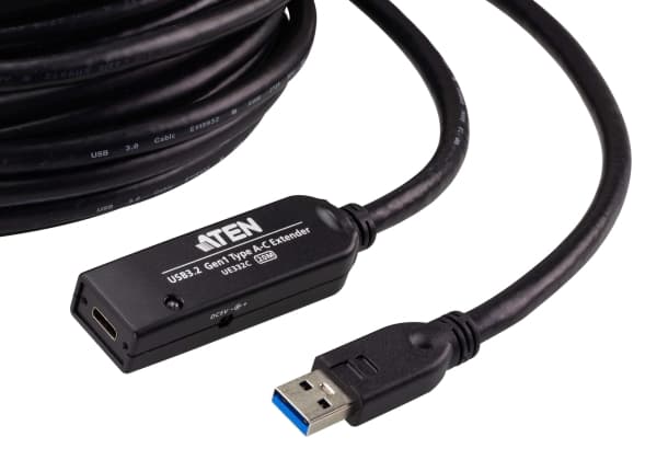 ATEN UE332C, 20 m, USB A, USB A, USB 3.2 Gen 1 (3.1 Gen 1), 5 Gbit/s, Svart