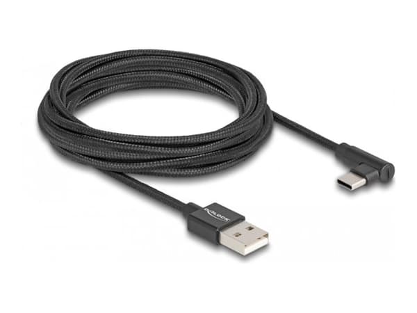 Delock USB 2.0 Kabel Typ-A Stecker til USB Type-C Stecker Gewinkelt 3 m schwarz