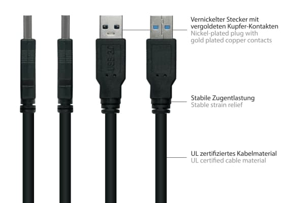 Alcasa UK30P-AMB-010S, 1 m, USB A, Micro-USB B, USB 3.2 Gen 1 (3.1 Gen 1), 5000 Mbit/s, Lajittelu