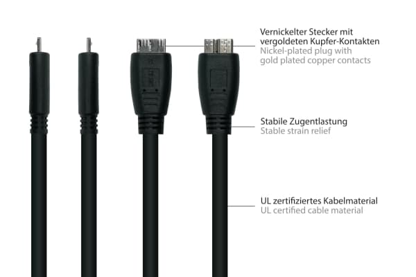 Alcasa UK30P-AMB-010S, 1 m, USB A, Micro-USB B, USB 3.2 Gen 1 (3.1 Gen 1), 5000 Mbit/s, Lajittelu