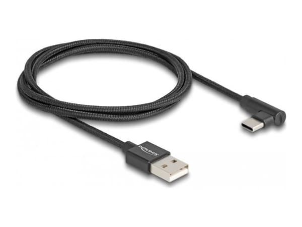 Delock USB 2.0 Kabel Typ-A Stecker zu USB Type-C Stecker gewinkelt 1 m schwarz