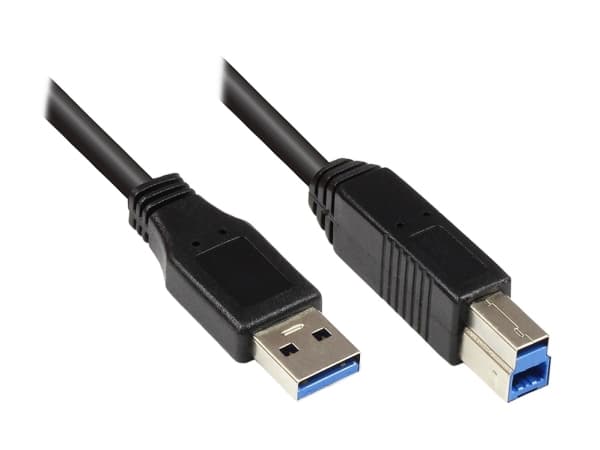 EXSYS EX-K1501, 0,25 m, USB A, USB B, USB 3.2 Gen 1 (3.1 Gen 1), 5 Gbit/s, Svart