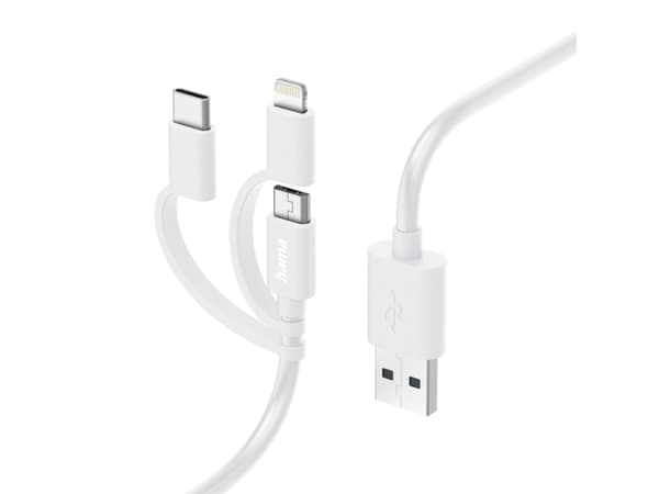 Hama 00201535, 1 m, USB A, Micro-USB B, USB 2.0, 480 Mbit/s, Hvit