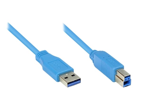 EXSYS EX-K1620-2, 2 m, USB A, USB B, USB 3.2 Gen 1 (3.1 Gen 1), 5 Gbit/s, Blå