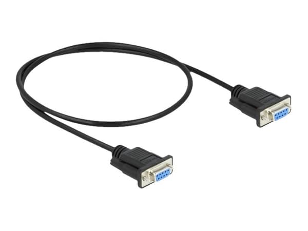 Delock - Null modem-kabel - DB-9 (hunn) til DB-9 (hunn) - 50 cm - tommelskruer - svart