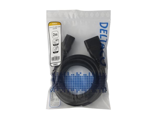 DELTACO - Strømkabel - IEC 60320 C20 til IEC 60320 C21 - 2 m - high temperature - svart