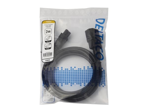 DELTACO - Strömkabel - IEC 60320 C14 till IEC 60320 C5 - 2 m - svart