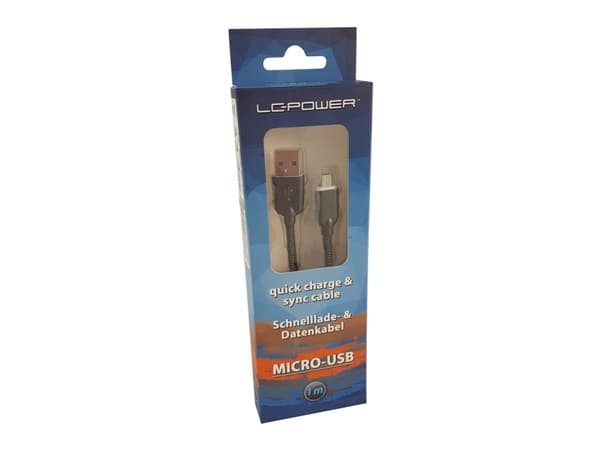 LC-Power LC-C-USB-MICRO-1M-6, 1 m, USB A, Micro-USB B, Sort