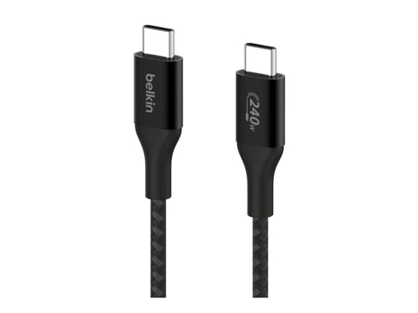 Belkin BoostCharge - USB-kabel - 24 pin USB-C (hane) till 24 pin USB-C (hane) - USB 2.0 - 2 m - stöd för strömleverans på upp till 240 W - svart
