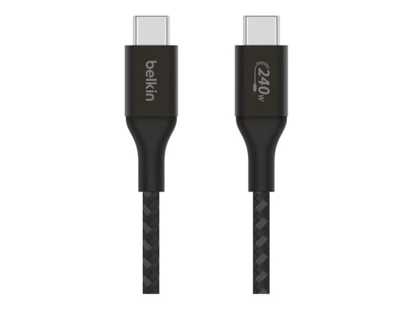 Belkin BoostCharge - USB-kabel - 24 pin USB-C (hane) till 24 pin USB-C (hane) - USB 2.0 - 2 m - stöd för strömleverans på upp till 240 W - svart
