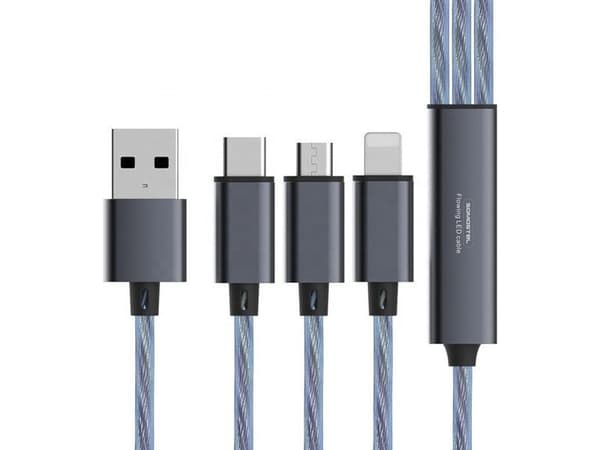 Kabel USB Vega USB-A - USB-C + micro-B + Lightning 1.2 m Niebieski (31185)