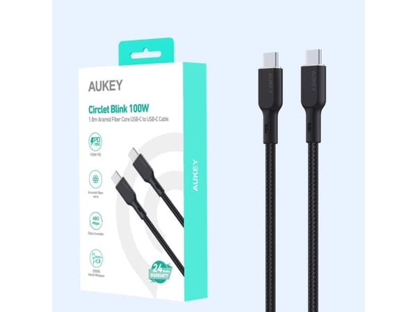 Aukey USB-C - USB-C USB-kabel 1,8 m Svart (CB-KCC102 BK)