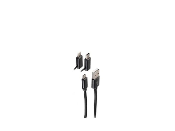 shiverpeaks BS14-50068, 1 m, USB A, USB C/Micro-USB B/Lightning, 0,48 Gbit/s, Sort