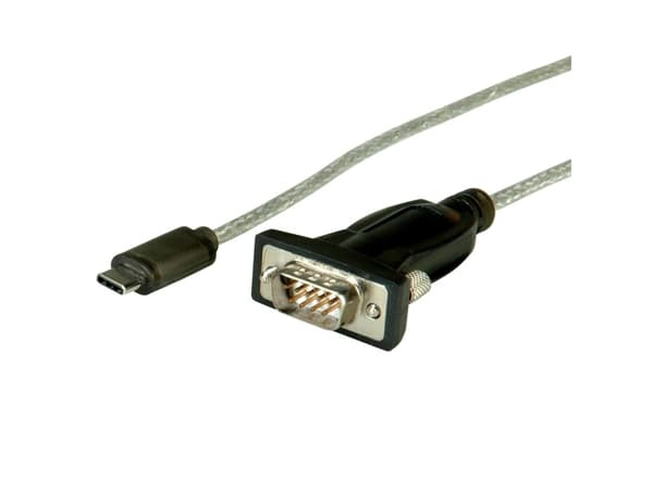 ROLINE 12.02.1164, Musta, 1,8 m, USB Type-C, DB-9, urosliitin, urosliitin, urosliitin