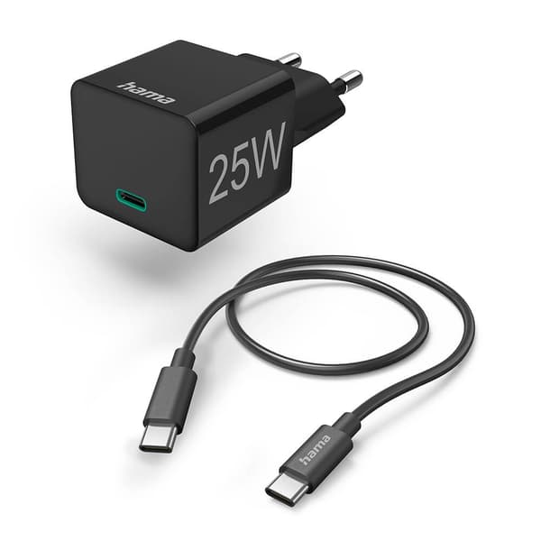 Hama Quick Charger 1x USB-C with Cable 25W PD 1.0m Black