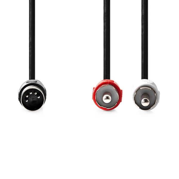Nedis DIN lydkabel | DIN 5-pins han | 2x RCA Han | Nikkel belagt | 1.00 m | Rund | PVC | Sort | Label
