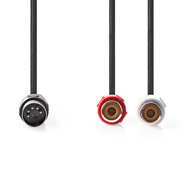 Nedis DIN ljudkabel | DIN 5-Pin Hane | 2x RCA Hona | Nickelplaterad | 0.20 m | Rund | PVC | Svart | Label