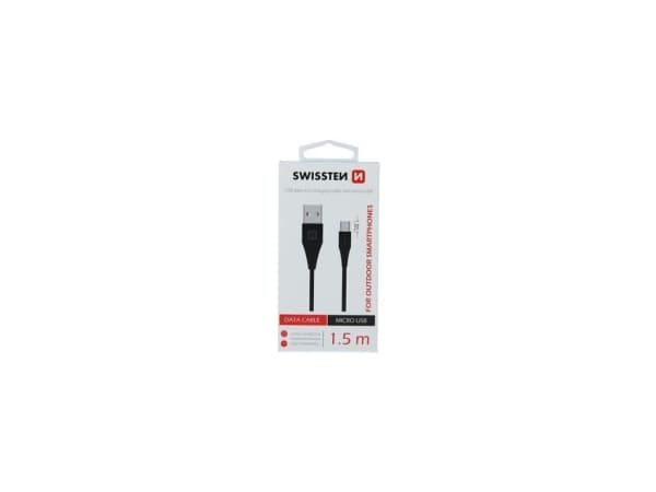 Swissten 71504303, 1,5 m, USB A, Mini-USB B, USB 3.2 Gen 1 (3.1 Gen 1), 480 Mbit/s, Sort