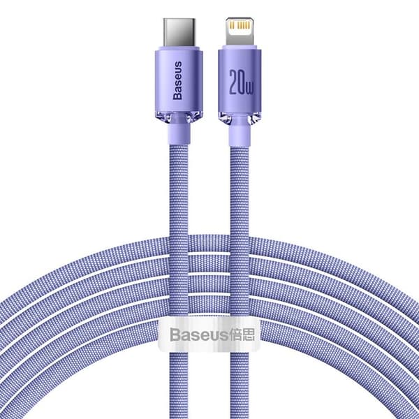 Baseus Crystal USB-C till Lightning kabel 20W 2m - Lila